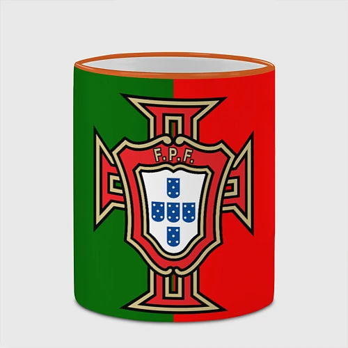 Кружка цветная Сборная Португалии / 3D-Оранжевый кант – фото 2