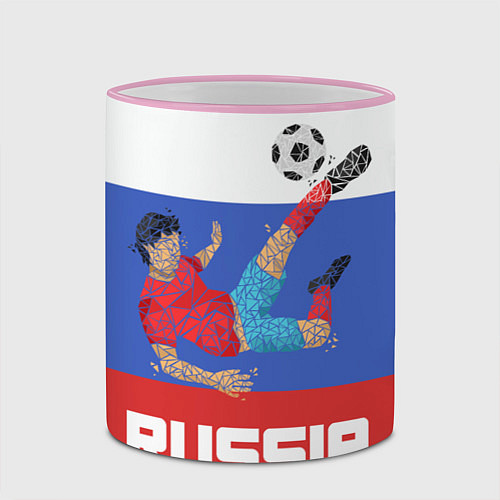 Кружка цветная Russia Footballer / 3D-Розовый кант – фото 2