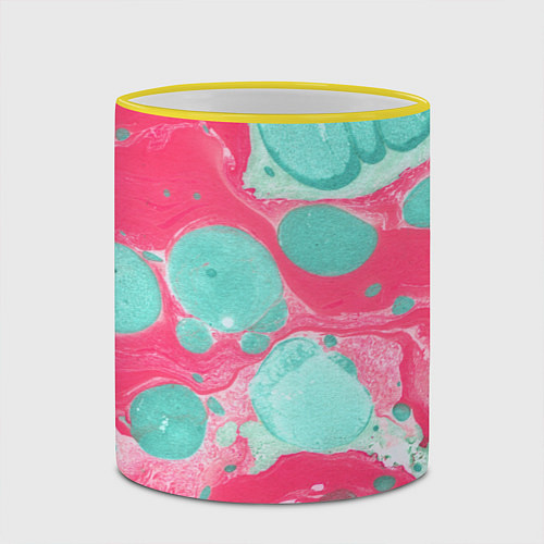 Кружка цветная Watercolor: Pink & Turquoise / 3D-Желтый кант – фото 2