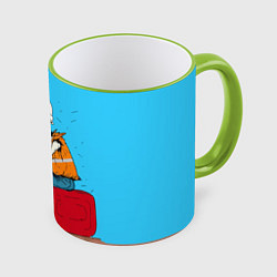 Кружка 3D Скелет-геодезист, цвет: 3D-светло-зеленый кант
