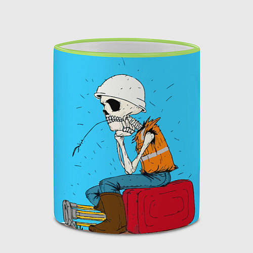 Кружка цветная Скелет-геодезист / 3D-Светло-зеленый кант – фото 2