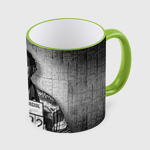 Кружка цветная Пабло Эскобар / 3D-Светло-зеленый кант – фото 1