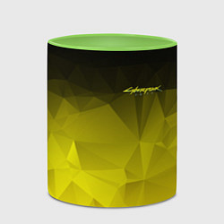 Кружка 3D Cyberpunk 2077: Yellow Poly, цвет: 3D-белый + светло-зеленый — фото 2