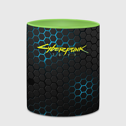 Кружка цветная Cyberpunk 2077: Blue Carbon / 3D-Белый + светло-зеленый – фото 2