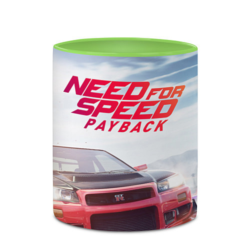 Кружка цветная Need for Speed: Payback / 3D-Белый + светло-зеленый – фото 2