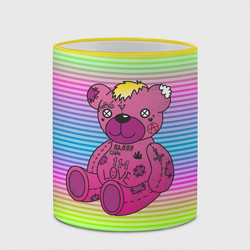 Кружка цветная Lil Peep Bear / 3D-Желтый кант – фото 2