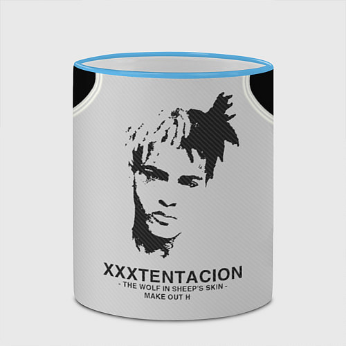 Кружка цветная XXXTentacion RIP / 3D-Небесно-голубой кант – фото 2