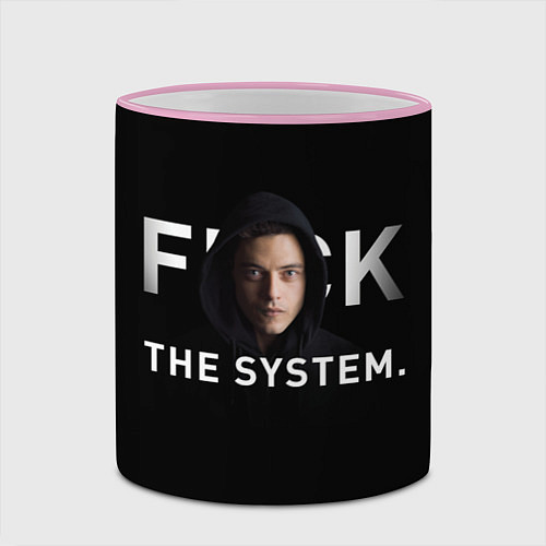 Кружка цветная F*ck The System: Mr Robot / 3D-Розовый кант – фото 2