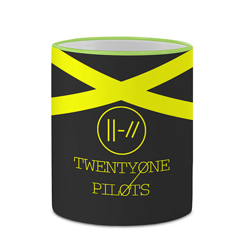 Кружка цветная Twenty One Pilots: Yellow Lines / 3D-Светло-зеленый кант – фото 2