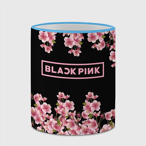 Кружка цветная Black Pink: Delicate Sakura / 3D-Небесно-голубой кант – фото 2