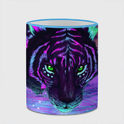 Кружка 3D Неоновый тигр, цвет: 3D-небесно-голубой кант — фото 2