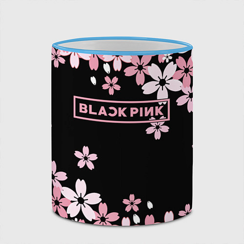 Кружка цветная Black Pink: Pink Sakura / 3D-Небесно-голубой кант – фото 2
