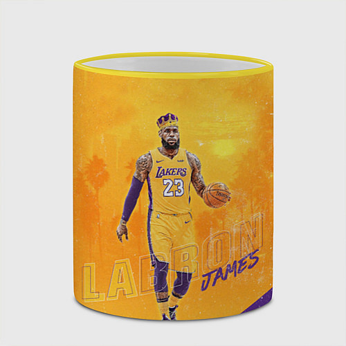 Кружка цветная LeBron James: NBA Star / 3D-Желтый кант – фото 2