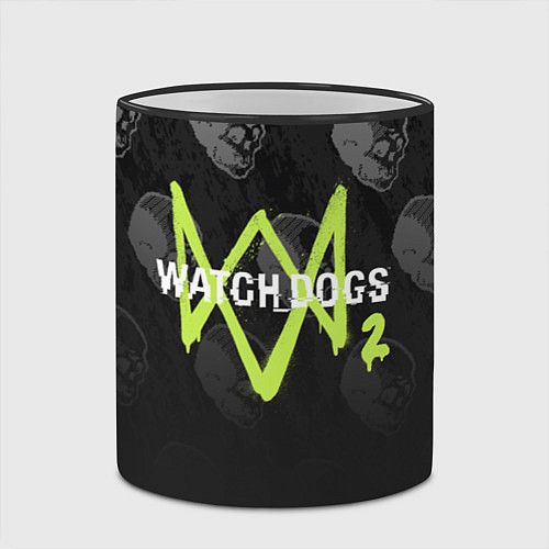 Кружка цветная Watch Dogs 2: Skulls Pattern / 3D-Черный кант – фото 2