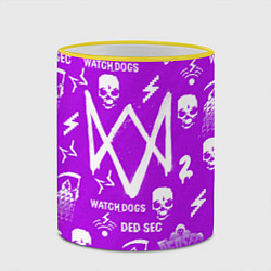 Кружка 3D Watch Dogs 2: Violet Pattern, цвет: 3D-желтый кант — фото 2