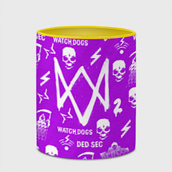 Кружка 3D Watch Dogs 2: Violet Pattern, цвет: 3D-белый + желтый — фото 2