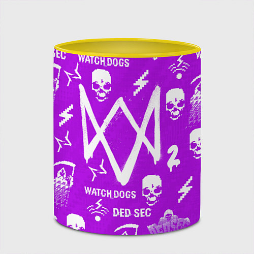 Кружка цветная Watch Dogs 2: Violet Pattern / 3D-Белый + желтый – фото 2