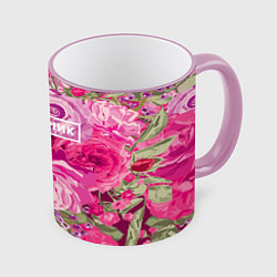 Кружка 3D Black Pink: Abstract Flowers, цвет: 3D-розовый кант