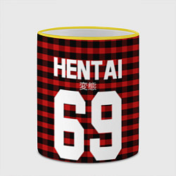 Кружка 3D Hentai 69: Red Grid, цвет: 3D-желтый кант — фото 2