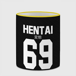 Кружка 3D Hentai 69: Black Style, цвет: 3D-желтый кант — фото 2
