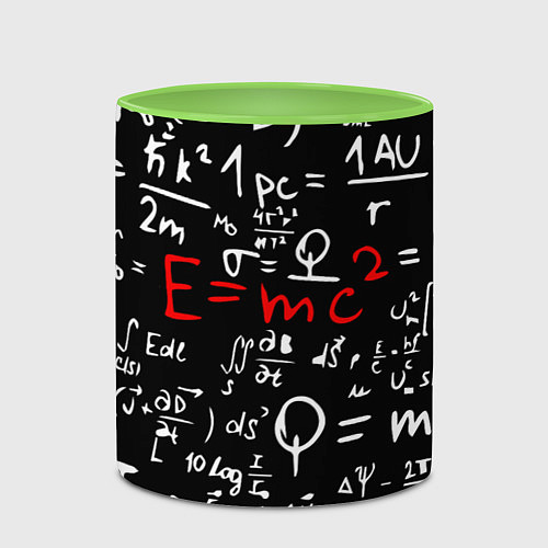 Кружка цветная E=mc2: Black Style / 3D-Белый + светло-зеленый – фото 2