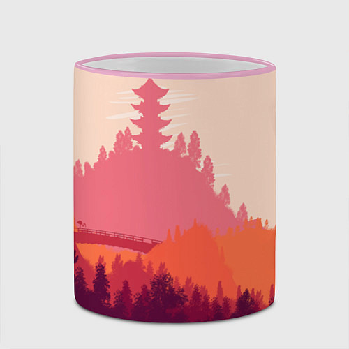 Кружка цветная Firewatch City / 3D-Розовый кант – фото 2