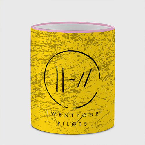 Кружка цветная 21 Pilots: Yellow Grunge / 3D-Розовый кант – фото 2