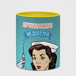 Кружка 3D Медсестра: поп-арт, цвет: 3D-белый + желтый — фото 2