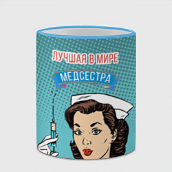 Кружка 3D Медсестра: поп-арт, цвет: 3D-небесно-голубой кант — фото 2