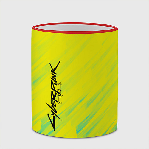 Кружка цветная Cyberpunk 2077: Yellow / 3D-Красный кант – фото 2