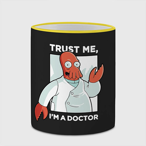 Кружка цветная Zoidberg: Trust Me / 3D-Желтый кант – фото 2