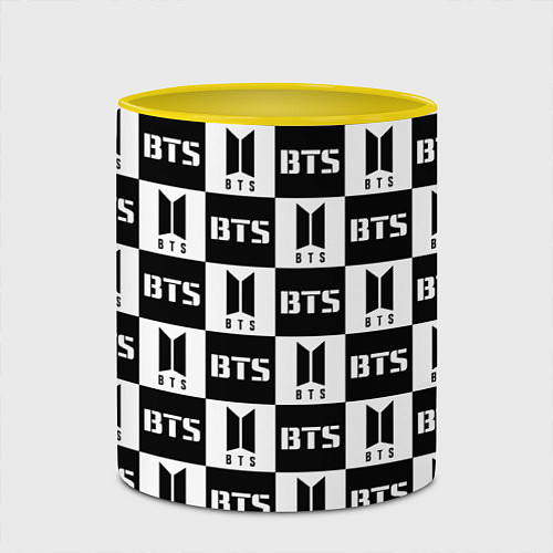 Кружка цветная BTS B&W / 3D-Белый + желтый – фото 2