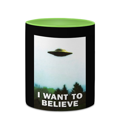 Кружка цветная I Want To Believe / 3D-Белый + светло-зеленый – фото 2