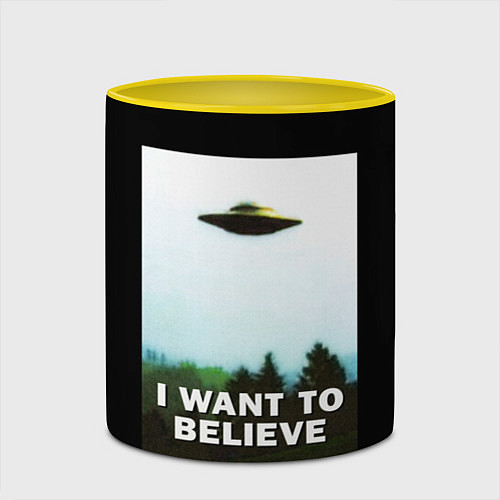 Кружка цветная I Want To Believe / 3D-Белый + желтый – фото 2