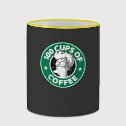 Кружка 3D 100 cups of coffee, цвет: 3D-желтый кант — фото 2