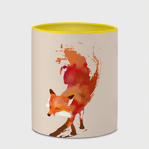 Кружка цветная Paint Fox / 3D-Белый + желтый – фото 2