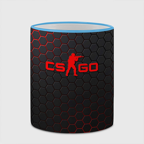 Кружка цветная CS:GO Grey Carbon / 3D-Небесно-голубой кант – фото 2