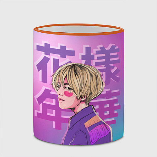 Кружка цветная Taehyung BTS / 3D-Оранжевый кант – фото 2