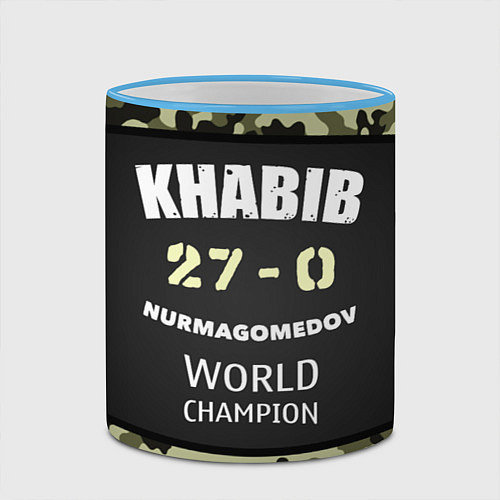 Кружка цветная Khabib: 27 - 0 / 3D-Небесно-голубой кант – фото 2