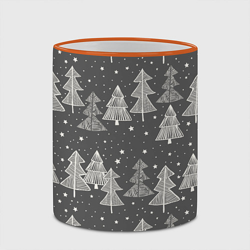 Кружка цветная Grey Christmas Trees / 3D-Оранжевый кант – фото 2