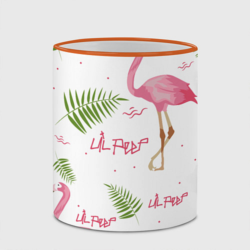 Кружка цветная Lil Peep: Pink Flamingo / 3D-Оранжевый кант – фото 2