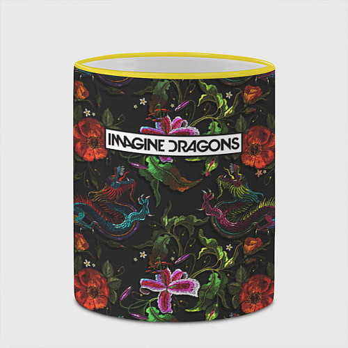 Кружка цветная Imagine Dragons: Ink / 3D-Желтый кант – фото 2