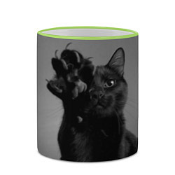 Кружка 3D Черный котик, цвет: 3D-светло-зеленый кант — фото 2