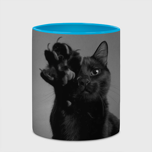 Кружка цветная Черный котик / 3D-Белый + небесно-голубой – фото 2
