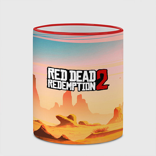 Кружка цветная RDR 2: Wild West / 3D-Красный кант – фото 2