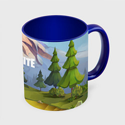 Кружка 3D Fortnite: Forest View, цвет: 3D-белый + синий
