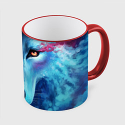 Кружка 3D Волчий взгляд, цвет: 3D-красный кант