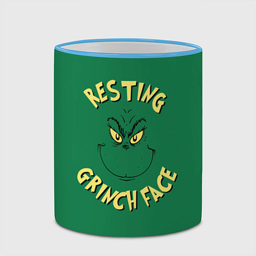 Кружка цветная Resting Grinch Face / 3D-Небесно-голубой кант – фото 2