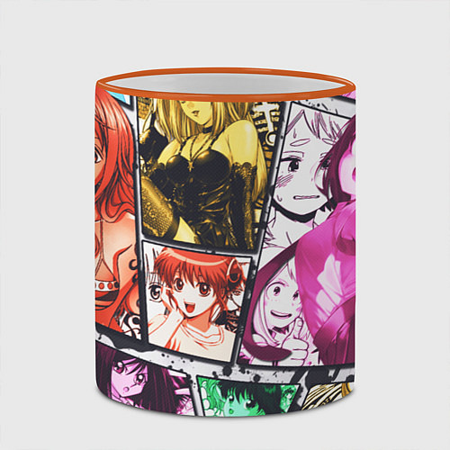 Кружка цветная Аниме героини / 3D-Оранжевый кант – фото 2