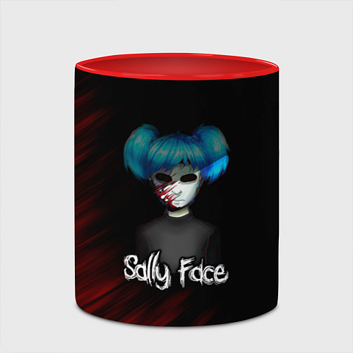 Кружка цветная Sally Face окровавленное лицо / 3D-Белый + красный – фото 2